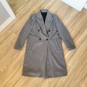 Donna Karan Long Wool Collared Winter Dress Pea Coat in Grey